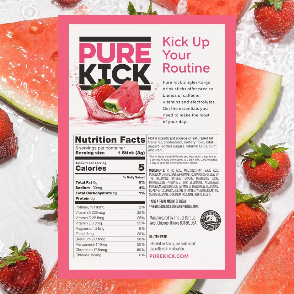 Pure Kick Hydration Singles To Go Drink Mix, Strawberry Watermelon, Includes 12 Boxes with 6 Packets in each Box, 72 Total Packets - Image 2